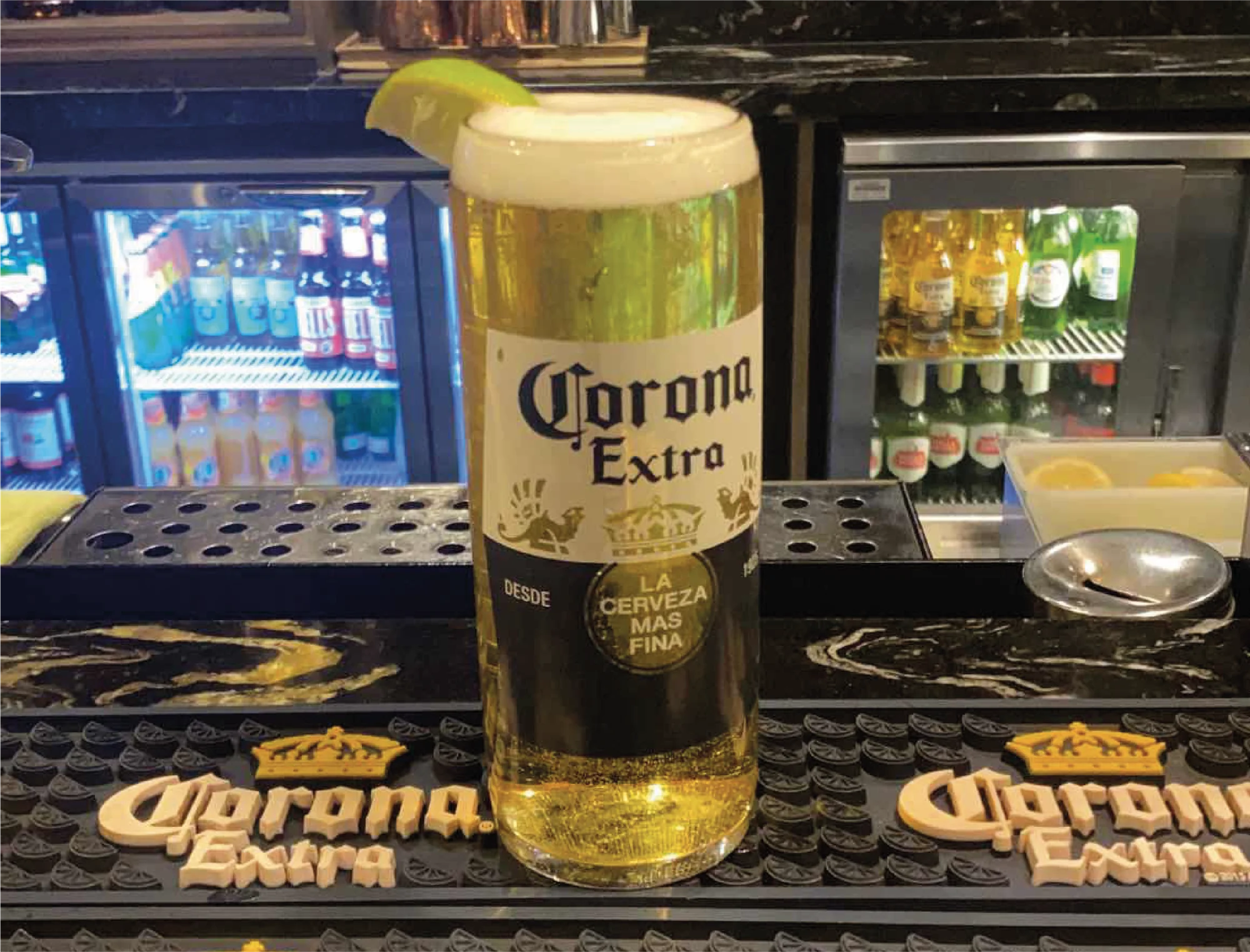 Corona perfectly poured with lime