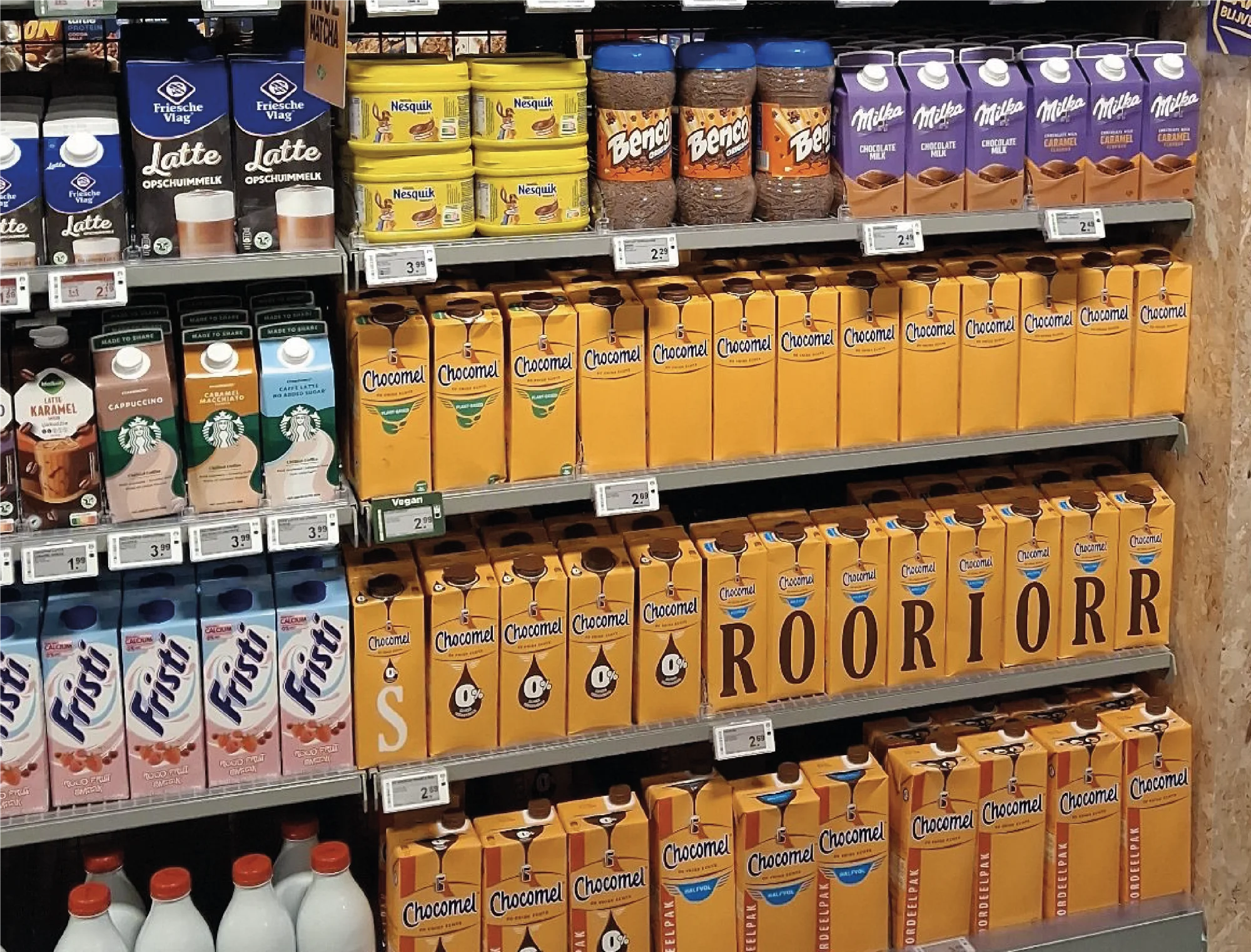 Chocomel plant-based on shelf
