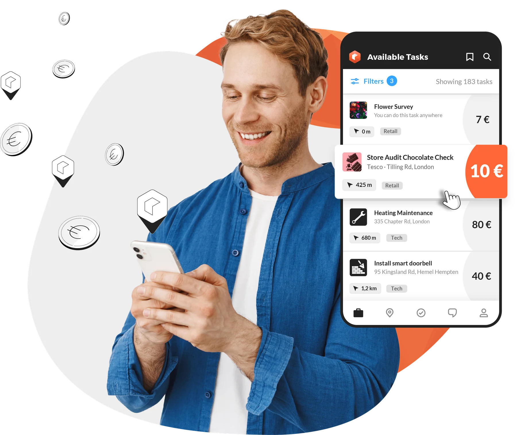 Roamler app on a smartphone