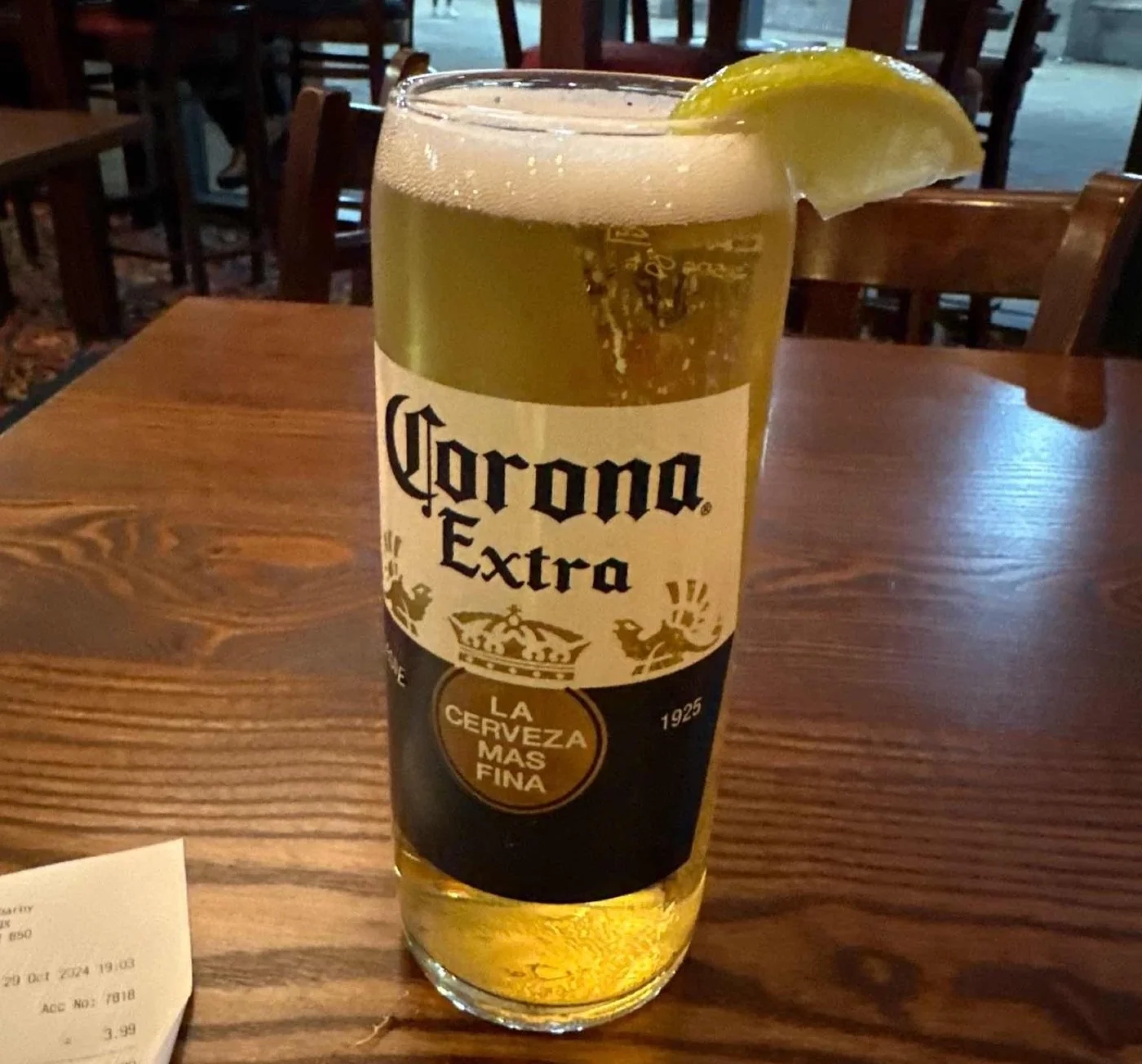 A Corona beer served in a bar